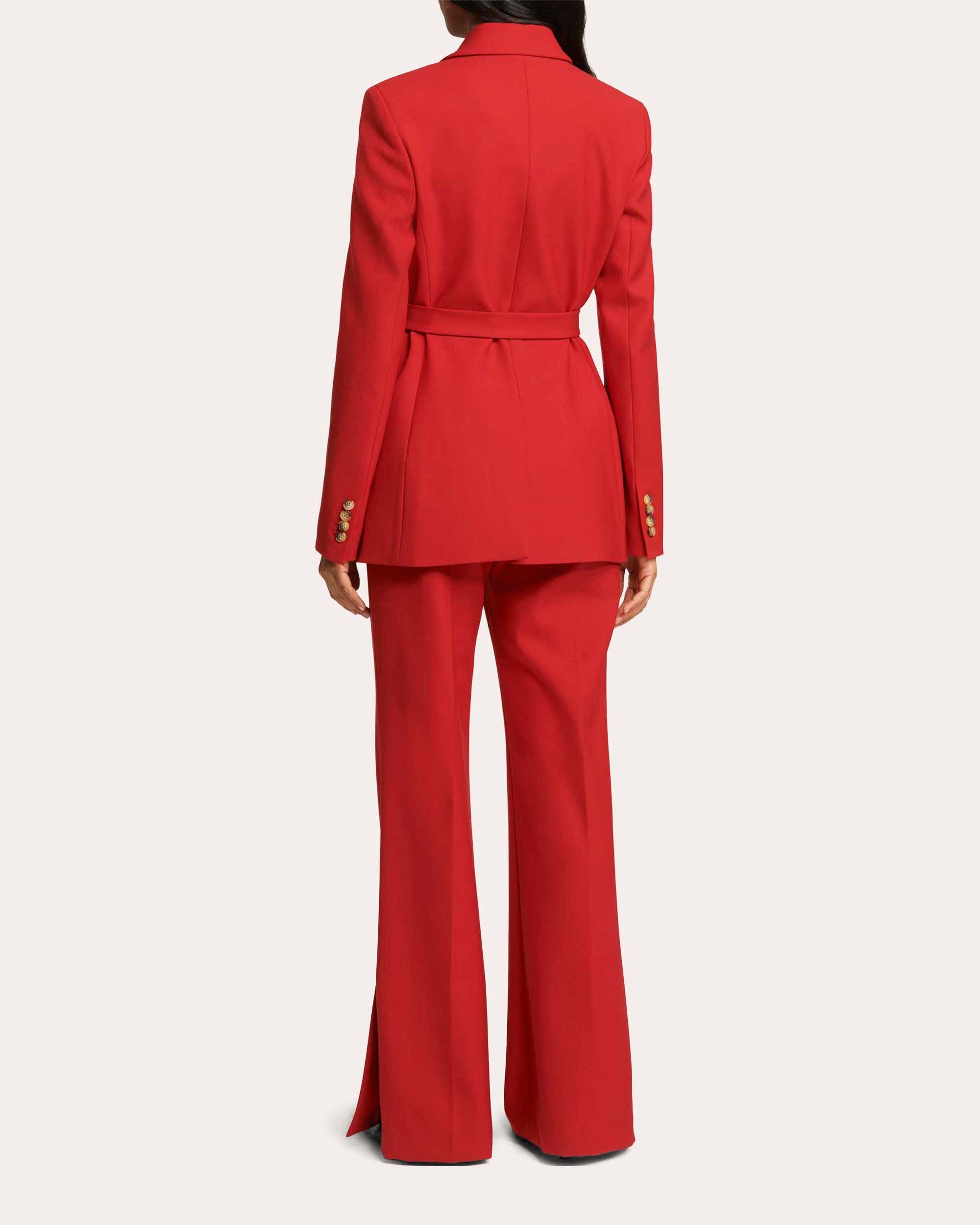 Heavy Wool Twill Belted Double-Breasted Blazer