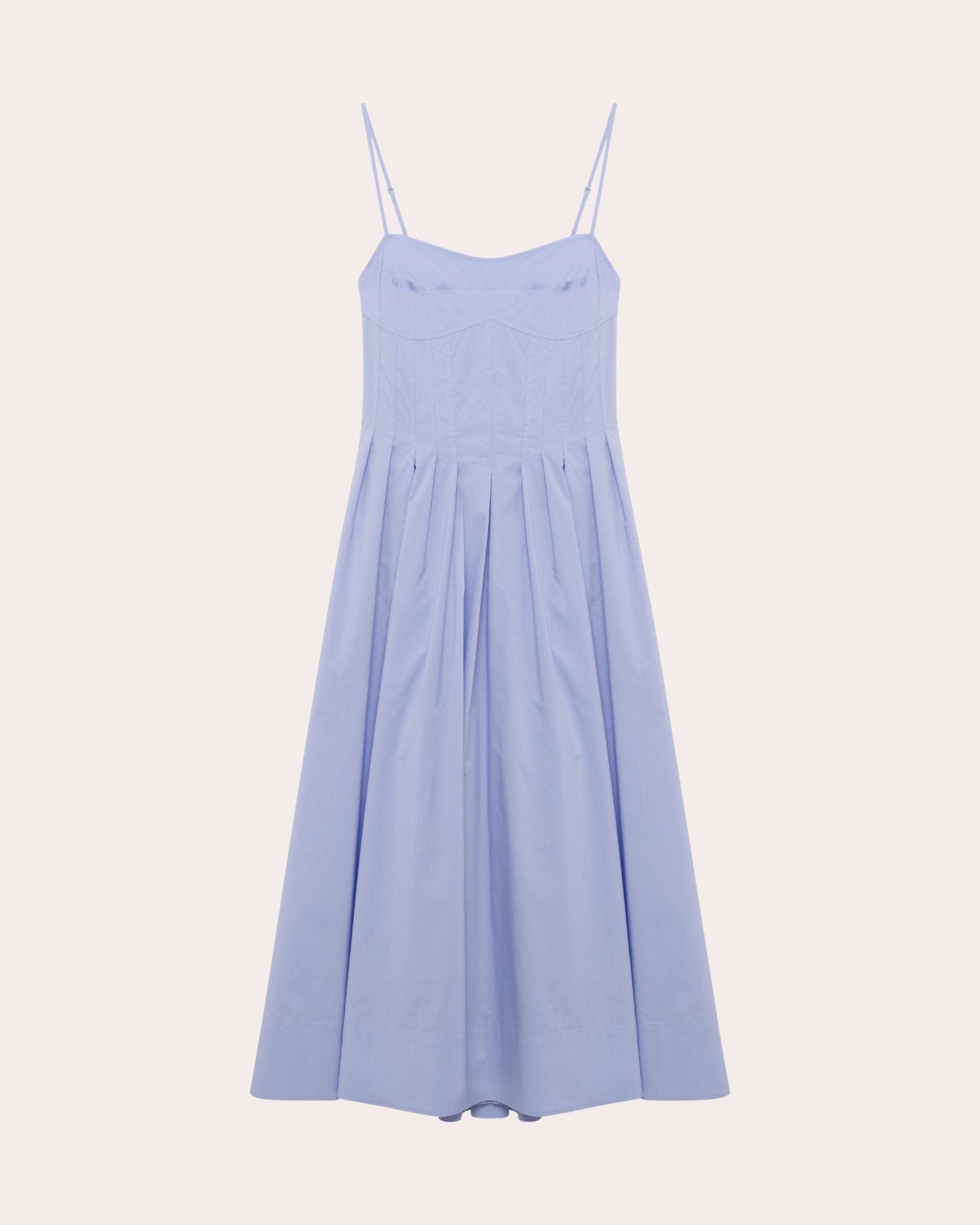 Kittiya Poplin Pleated Bustier Midi Dress