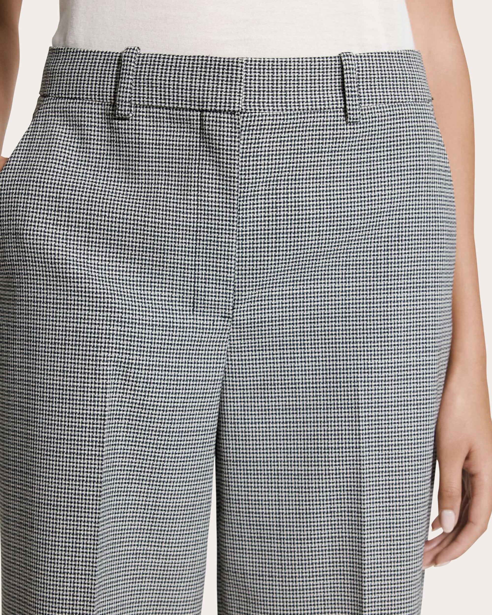 Plaid Wool Twill Straight-Leg Trousers