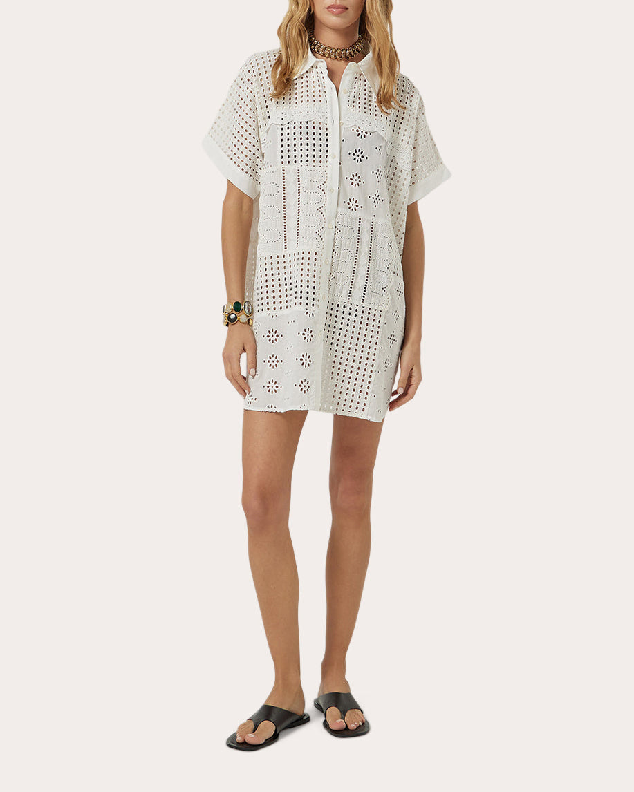 Colbee Broderie Anglaise Mini Shirt Kaftan