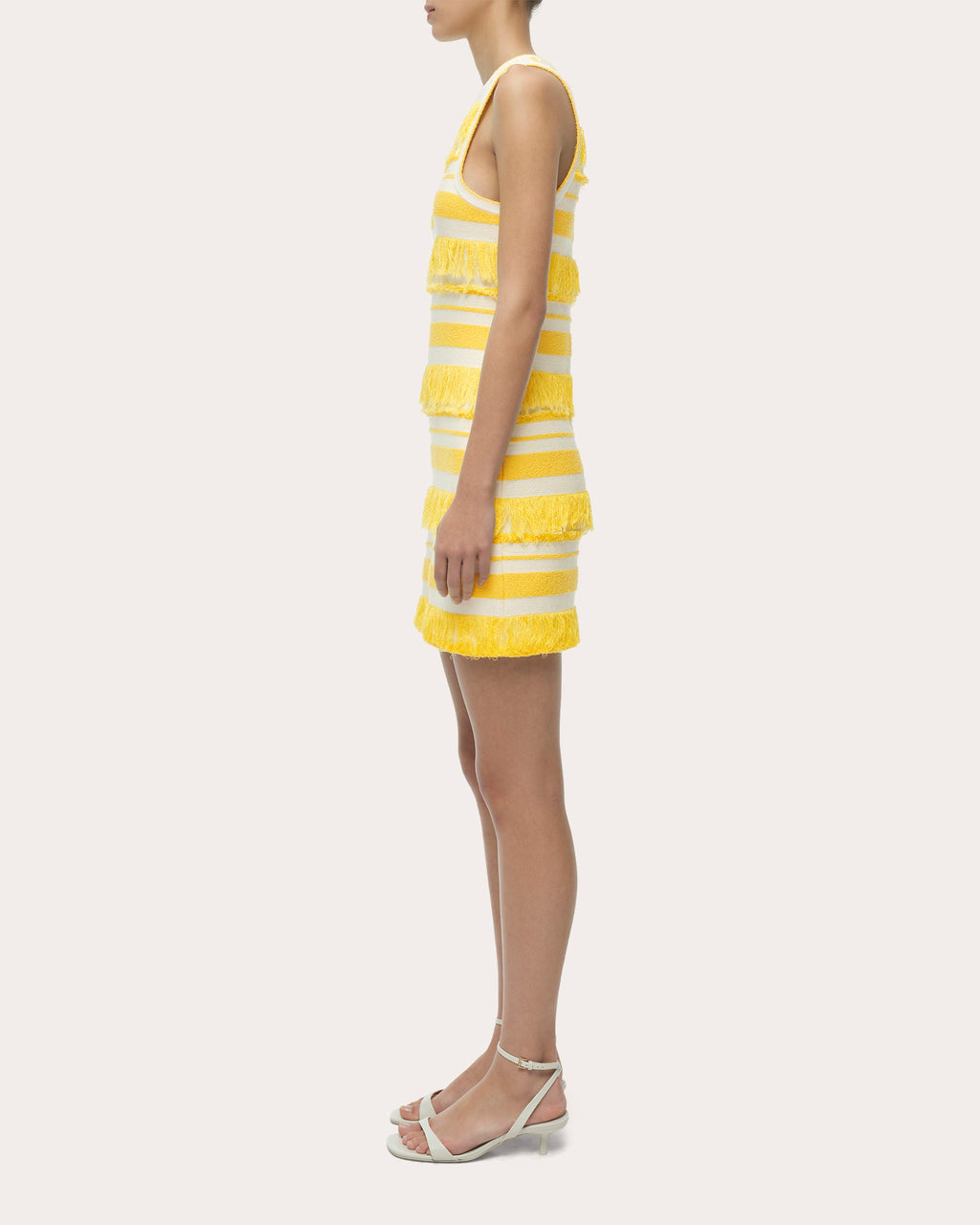 Elly Stripe Knit Fringe Sleeveless Mini Dress