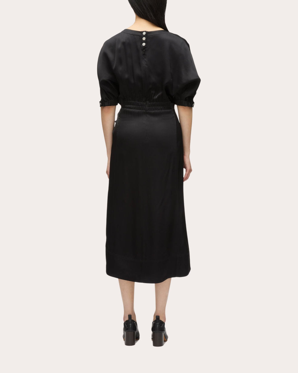 Fluid Satin Knotted Drape Midi Dress