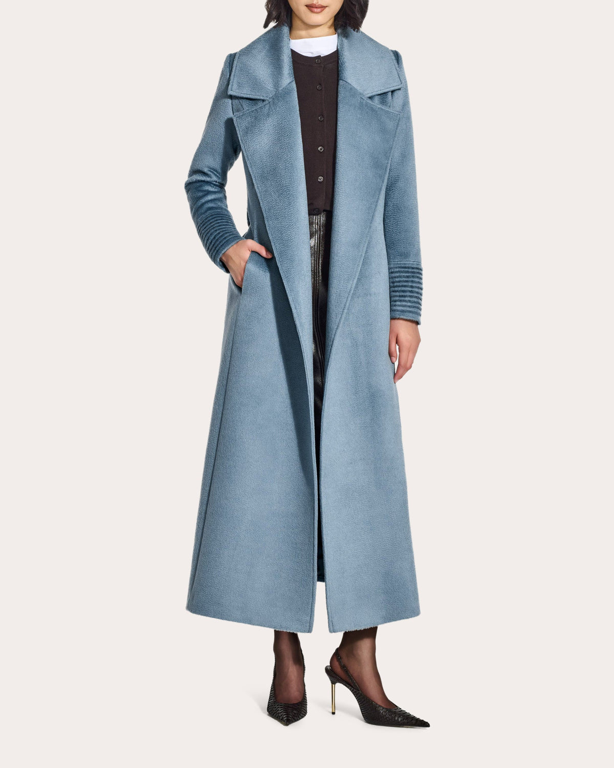 Suri Alpaca Notched Collar Maxi Wrap Coat