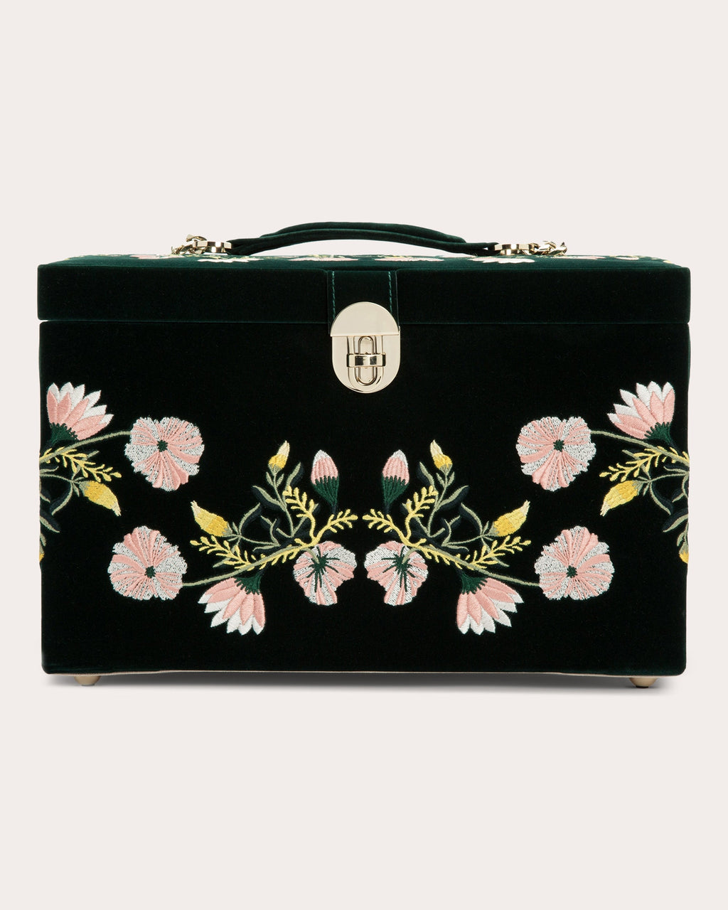 Zoe Embroidered Velvet Large Jewelry Box
