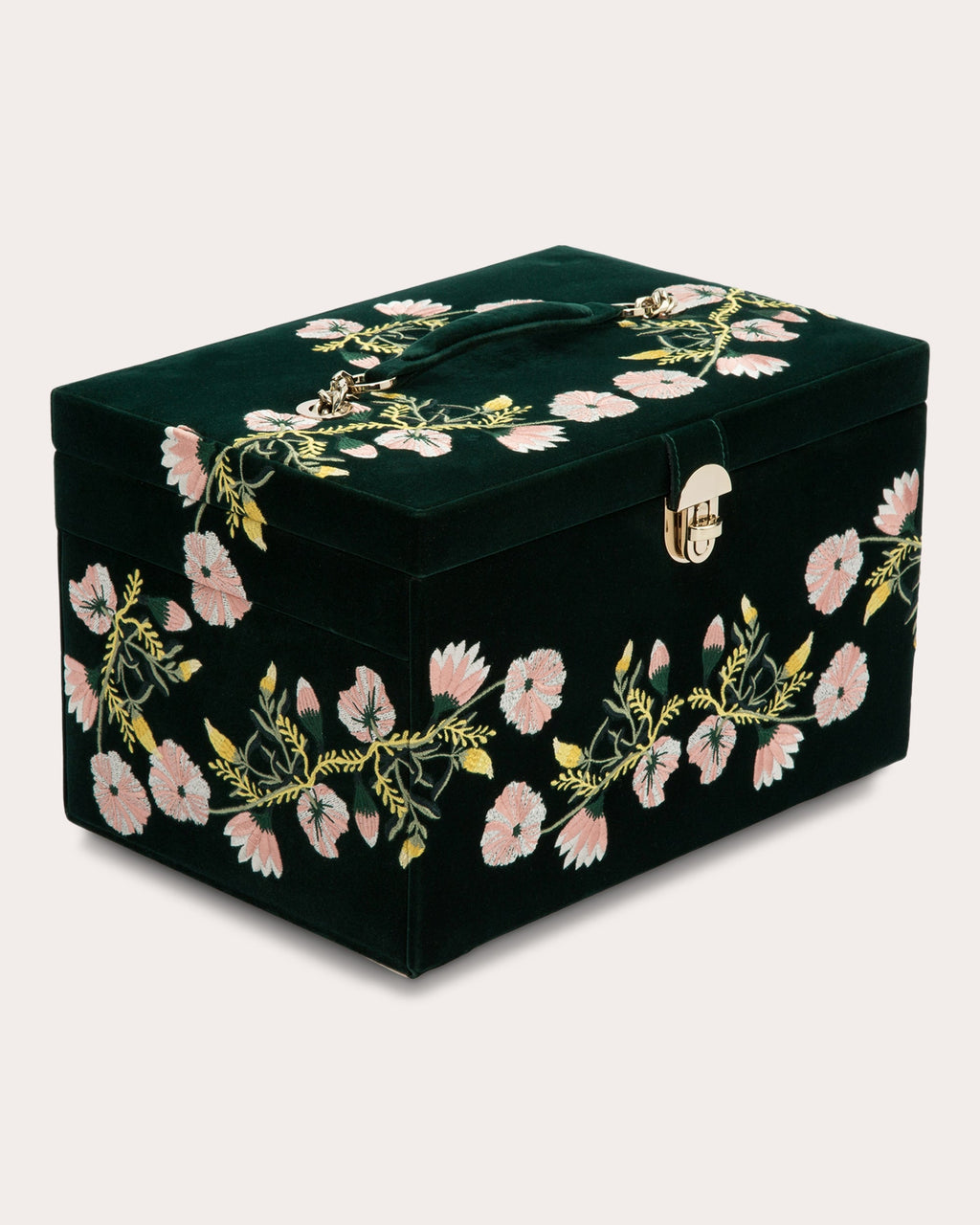 Zoe Embroidered Velvet Large Jewelry Box
