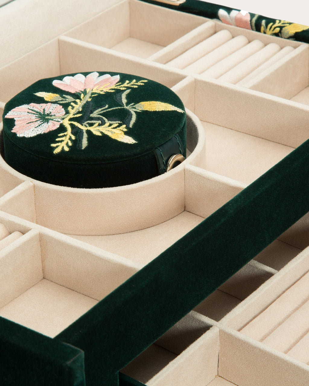 Zoe Embroidered Velvet Large Jewelry Box