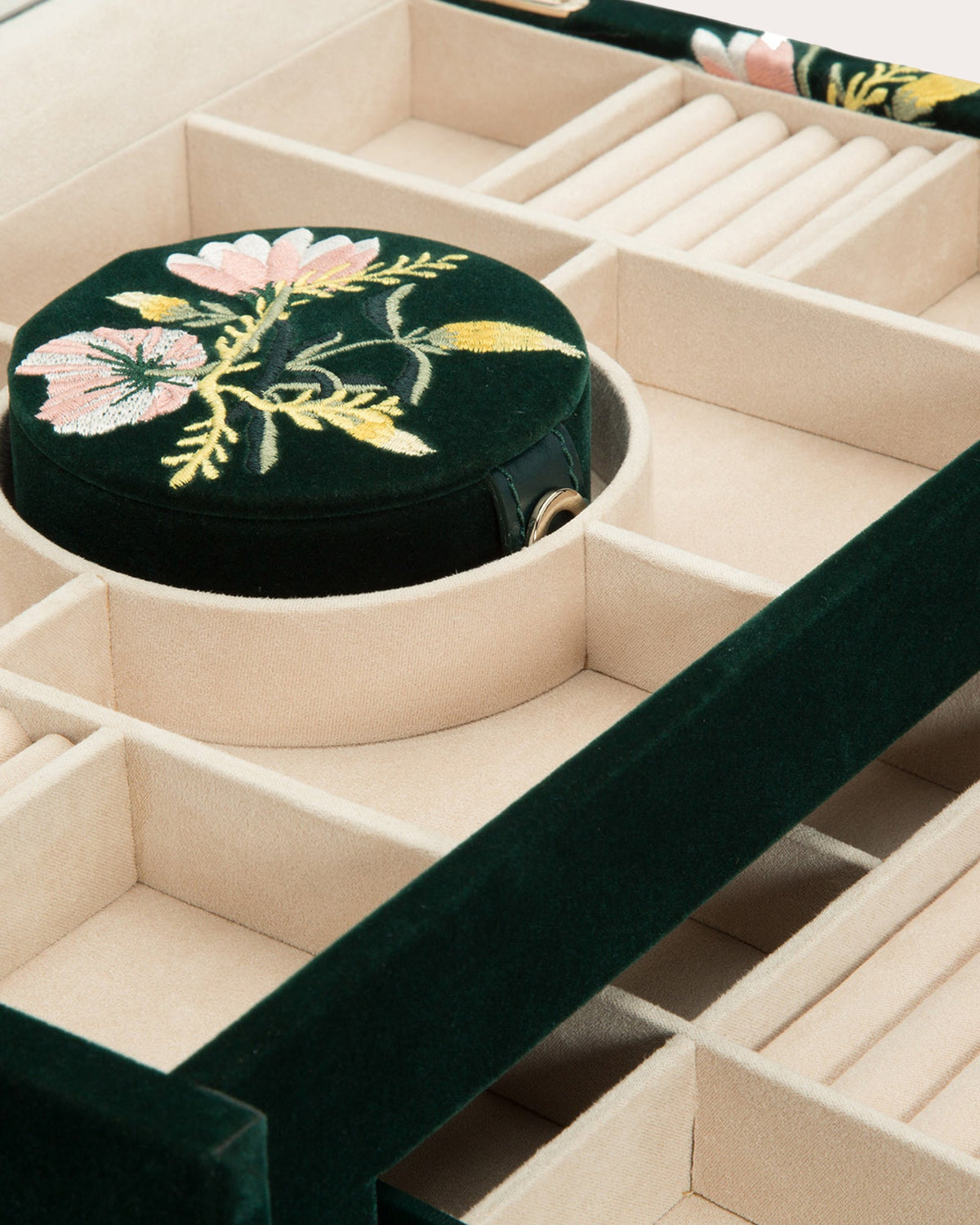 Zoe Embroidered Velvet Large Jewelry Box