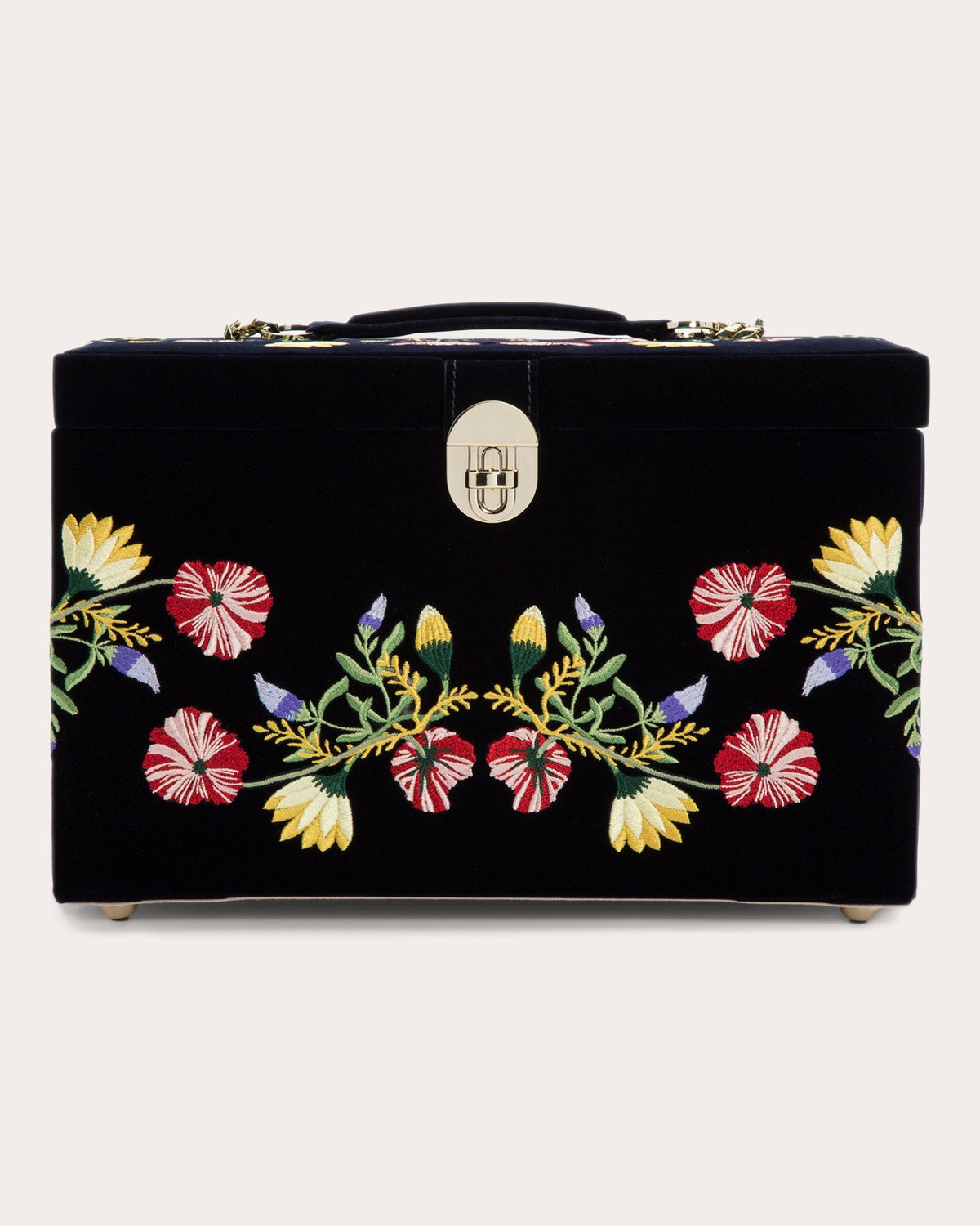 Zoe Embroidered Velvet Large Jewelry Box