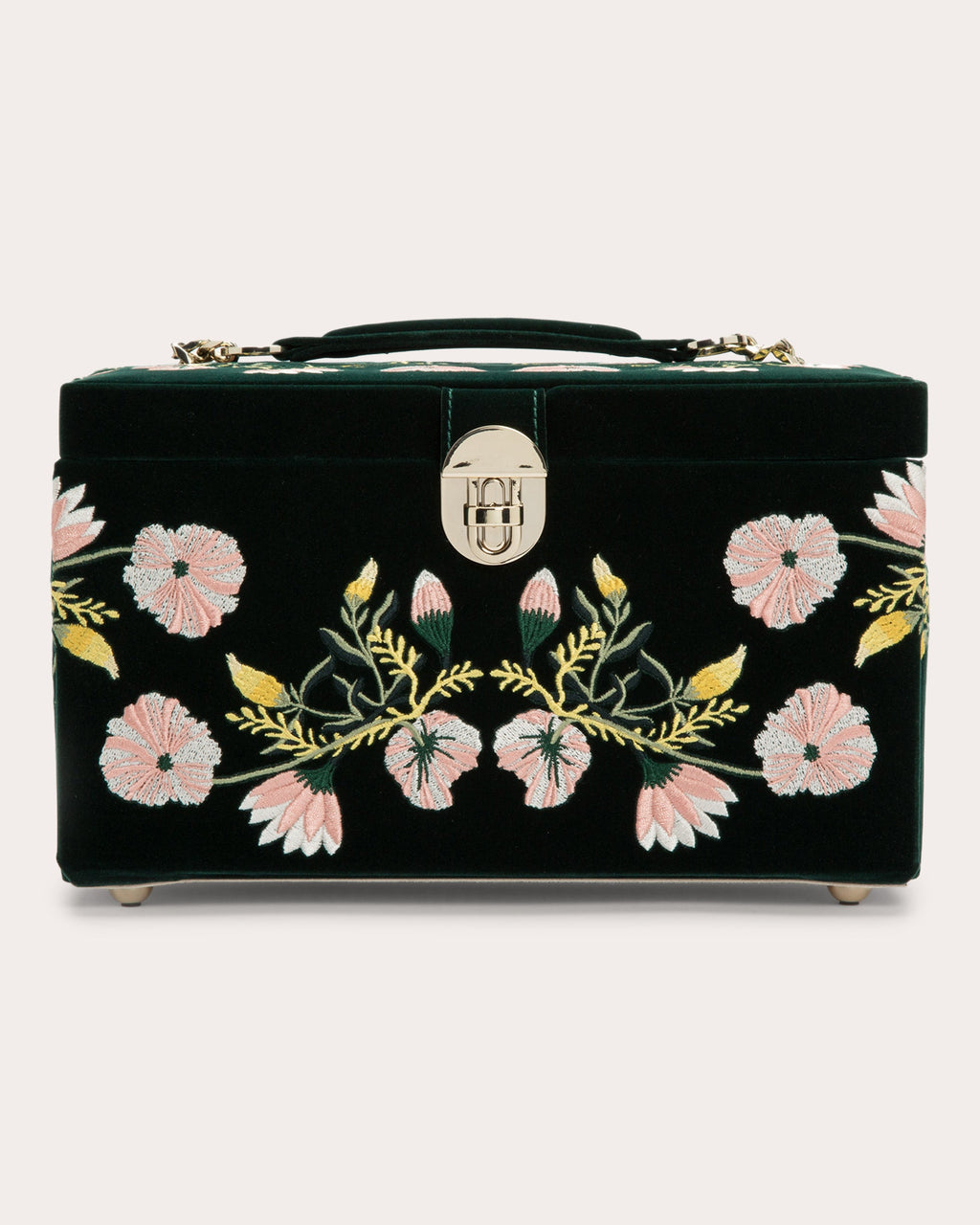 Zoe Embroidered Velvet Medium Jewelry Box