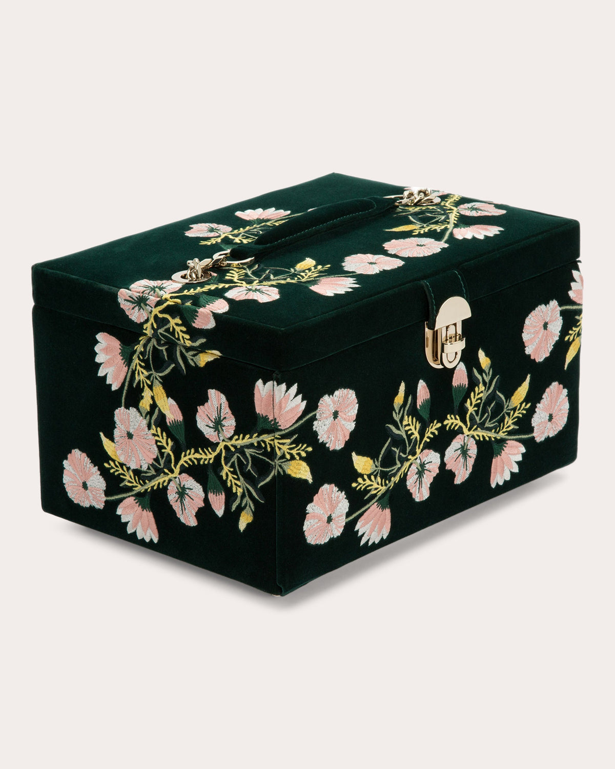 Zoe Embroidered Velvet Medium Jewelry Box