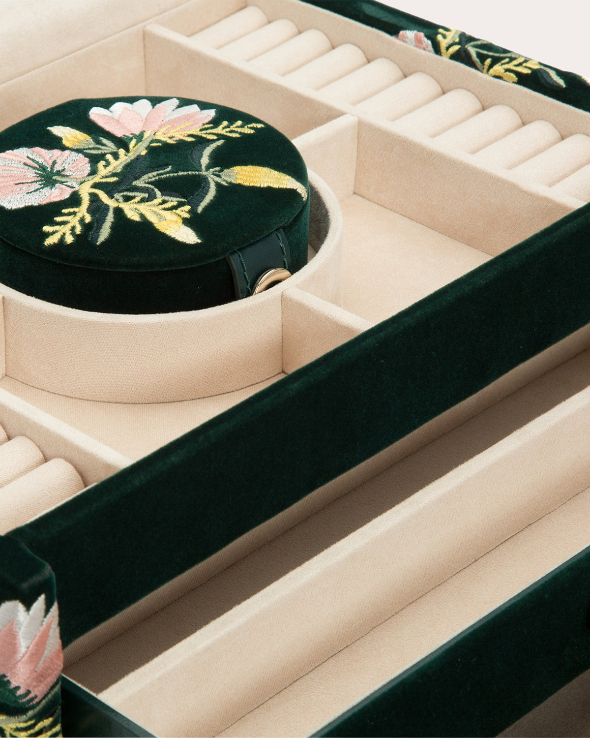 Zoe Embroidered Velvet Medium Jewelry Box