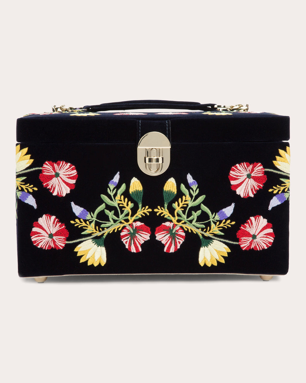 Zoe Embroidered Velvet Medium Jewelry Box
