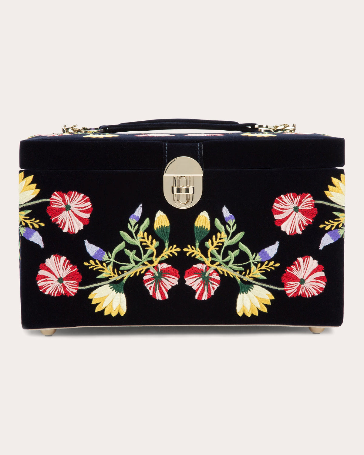 Zoe Embroidered Velvet Medium Jewelry Box