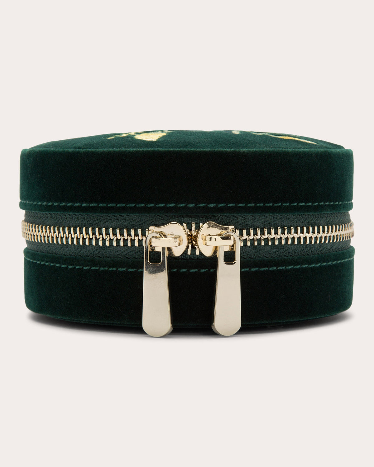 Zoe Embroidered Velvet Round Travel Case