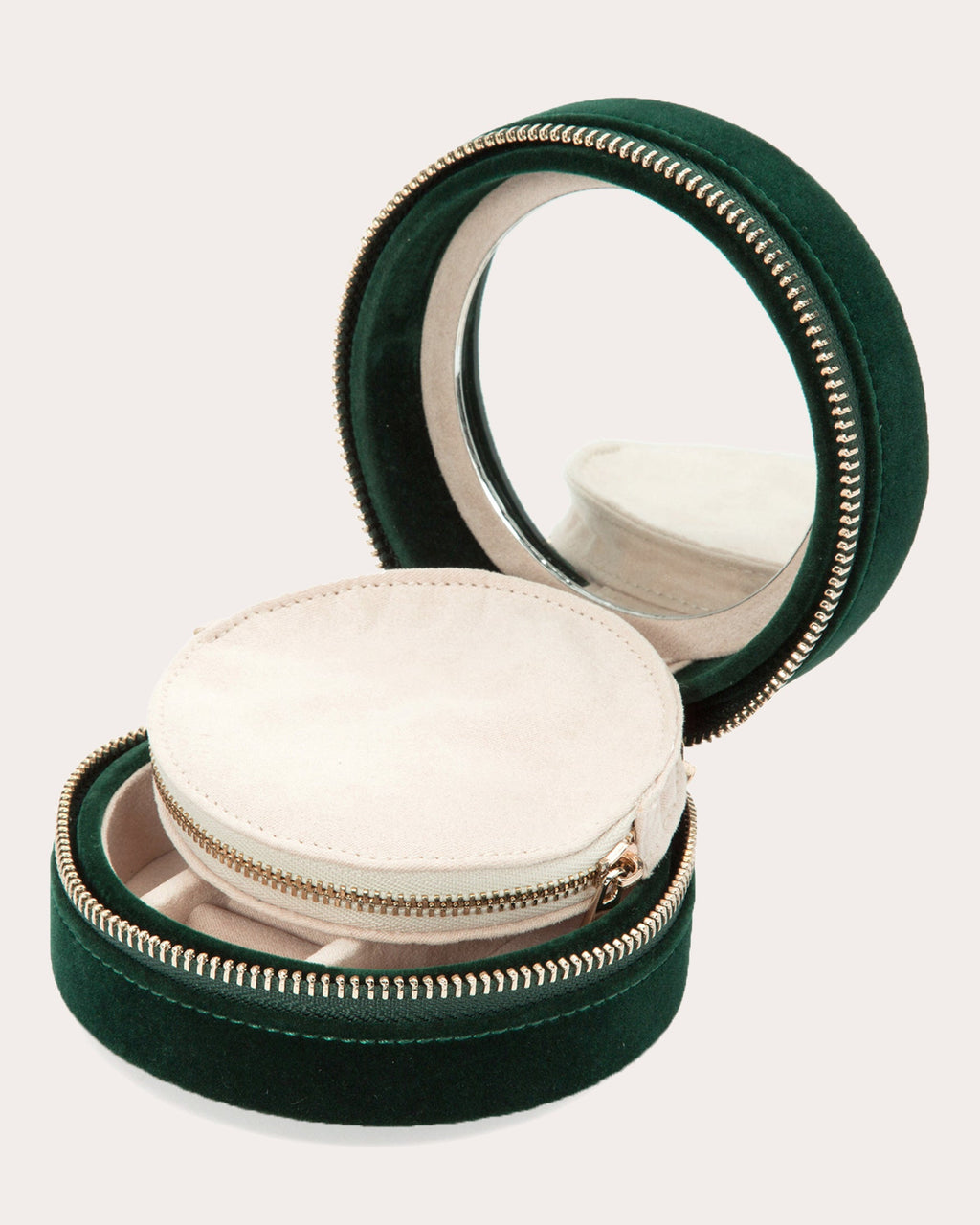 Zoe Embroidered Velvet Round Travel Case