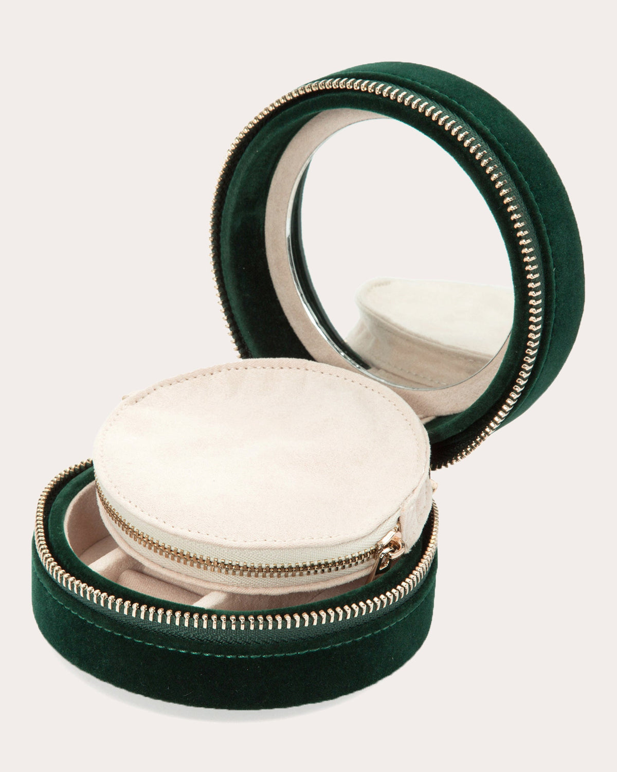 Zoe Embroidered Velvet Round Travel Case