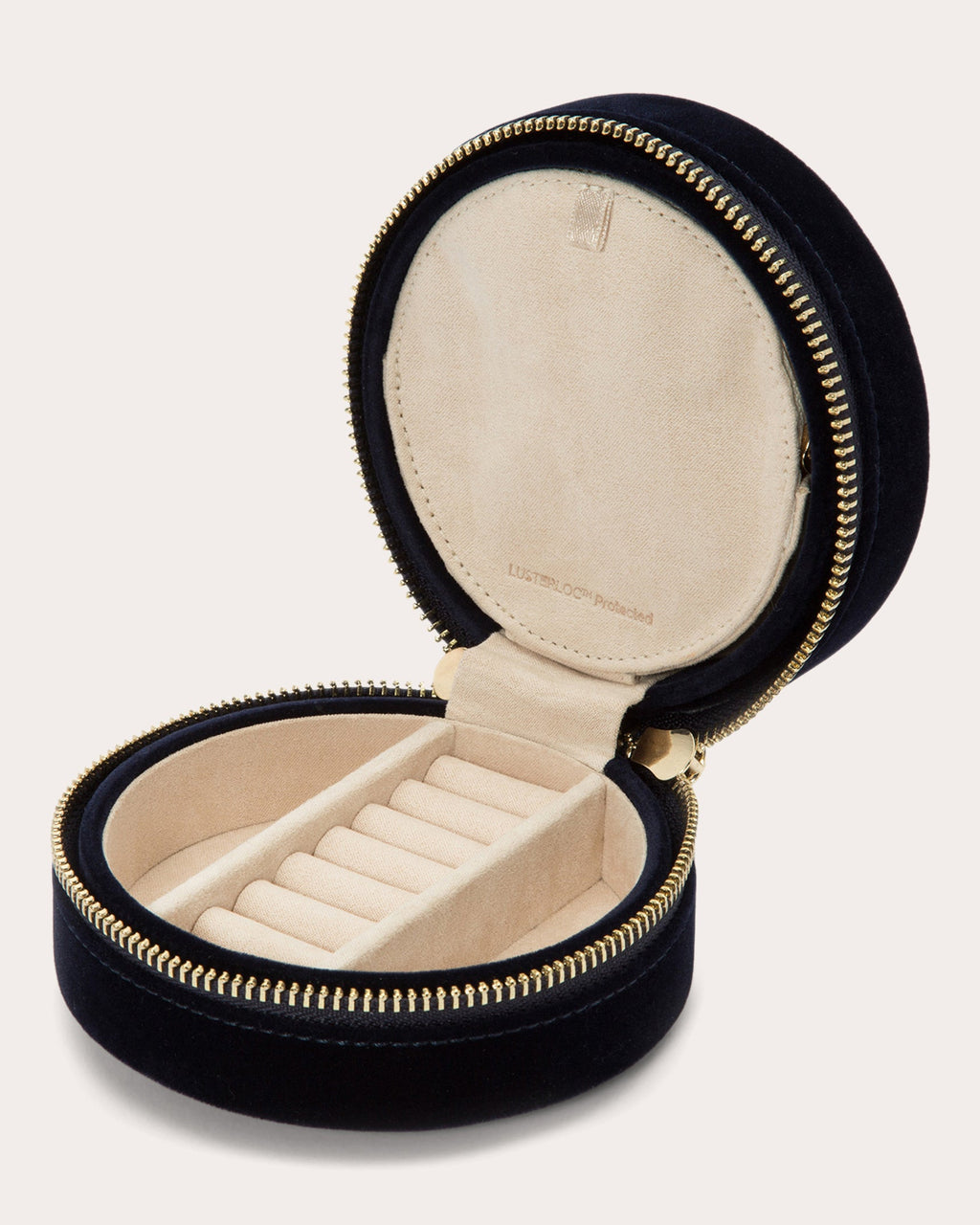 Zoe Embroidered Velvet Round Travel Case