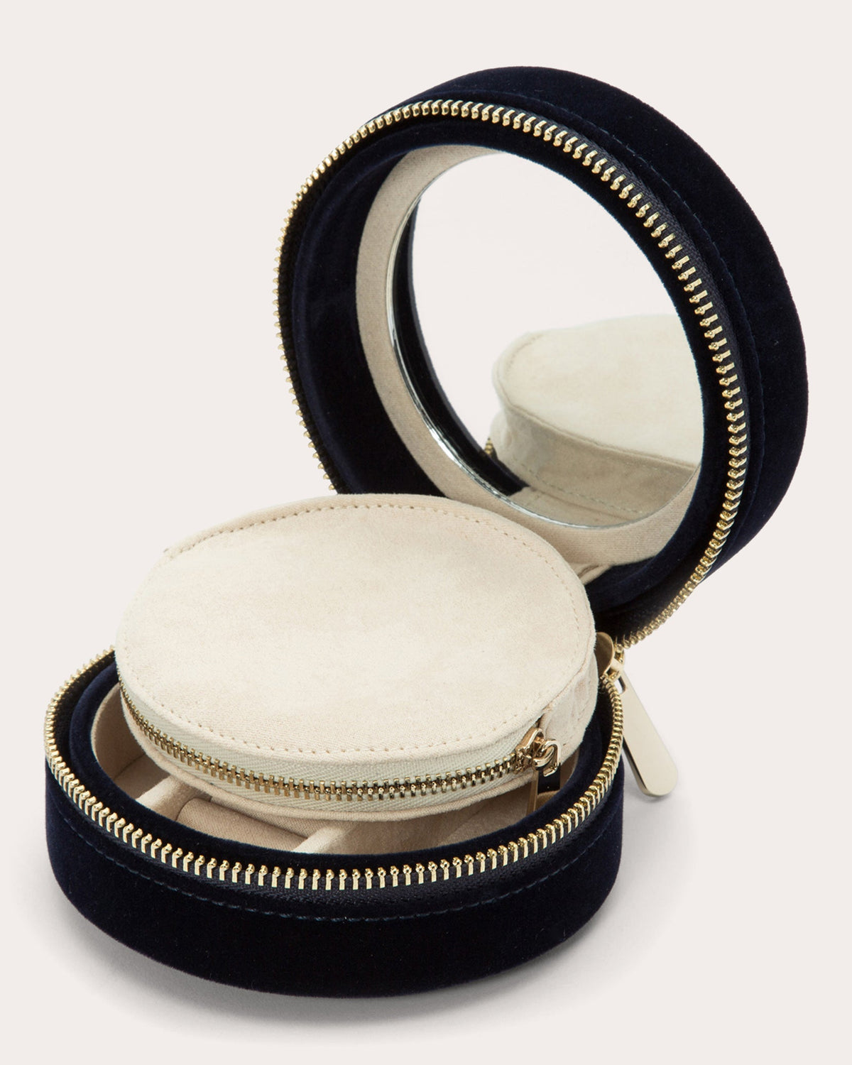 Zoe Embroidered Velvet Round Travel Case