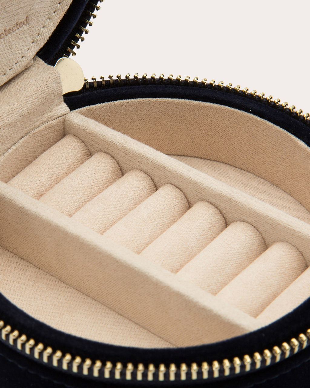 Zoe Embroidered Velvet Round Travel Case