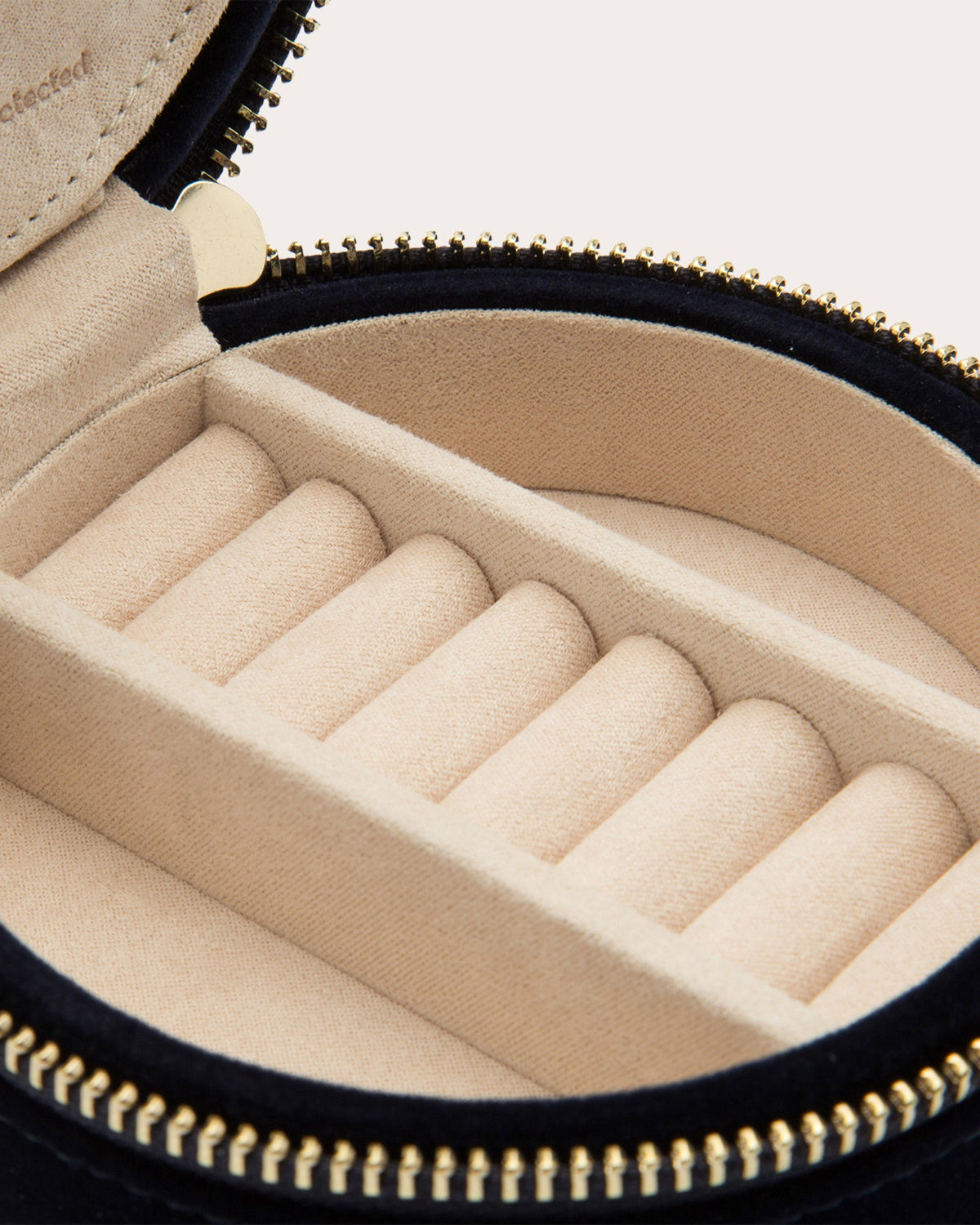 Zoe Embroidered Velvet Round Travel Case