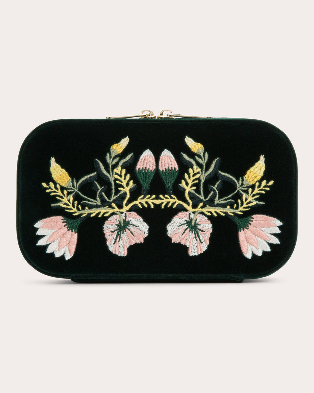 Zoe Embroidered Velvet Travel Zip Case