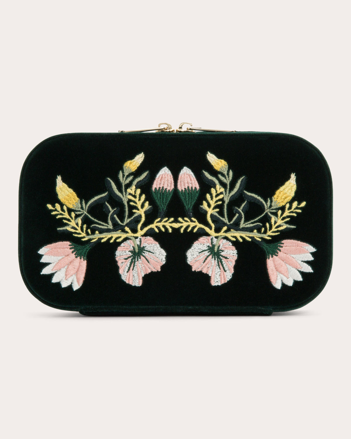 Zoe Embroidered Velvet Travel Zip Case