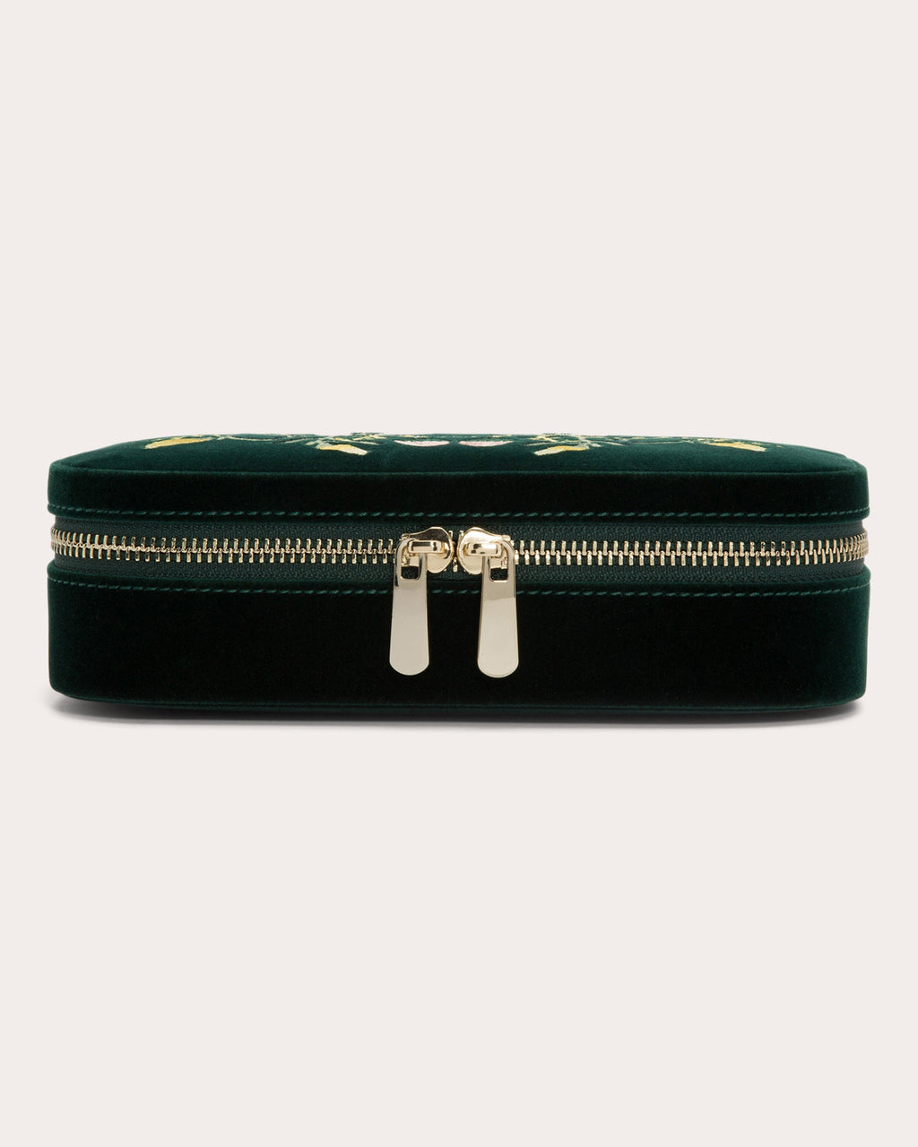 Zoe Embroidered Velvet Travel Zip Case