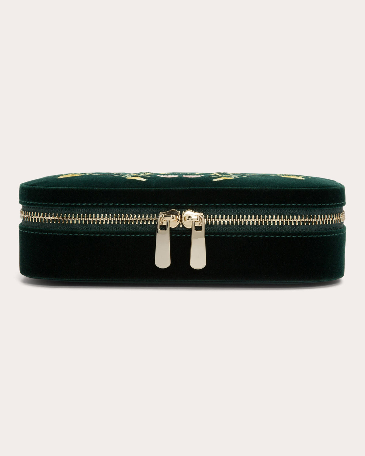Zoe Embroidered Velvet Travel Zip Case
