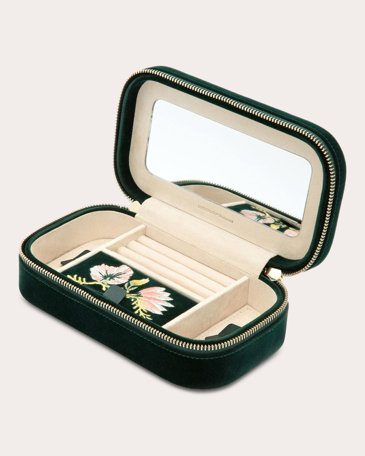 Zoe Embroidered Velvet Travel Zip Case