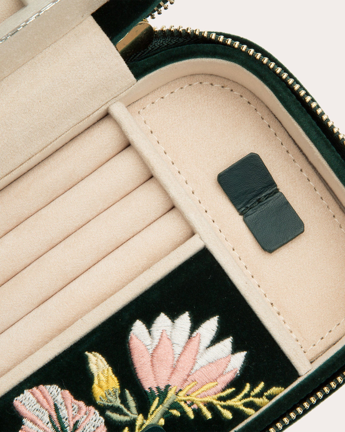 Zoe Embroidered Velvet Travel Zip Case