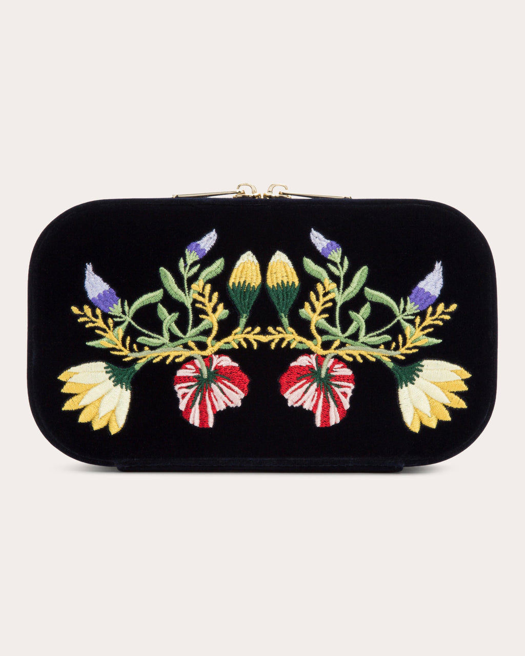 Zoe Embroidered Velvet Travel Zip Case