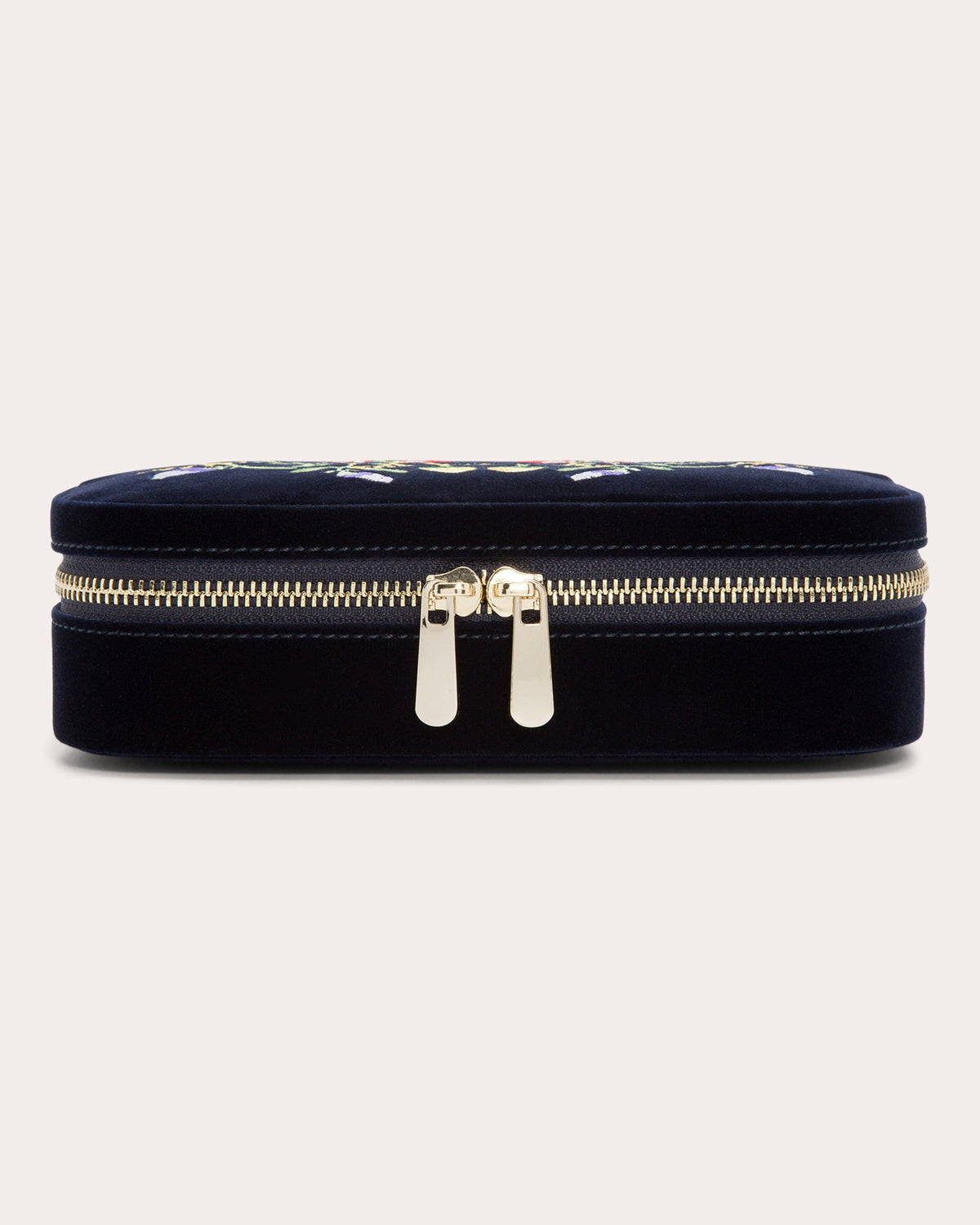Zoe Embroidered Velvet Travel Zip Case