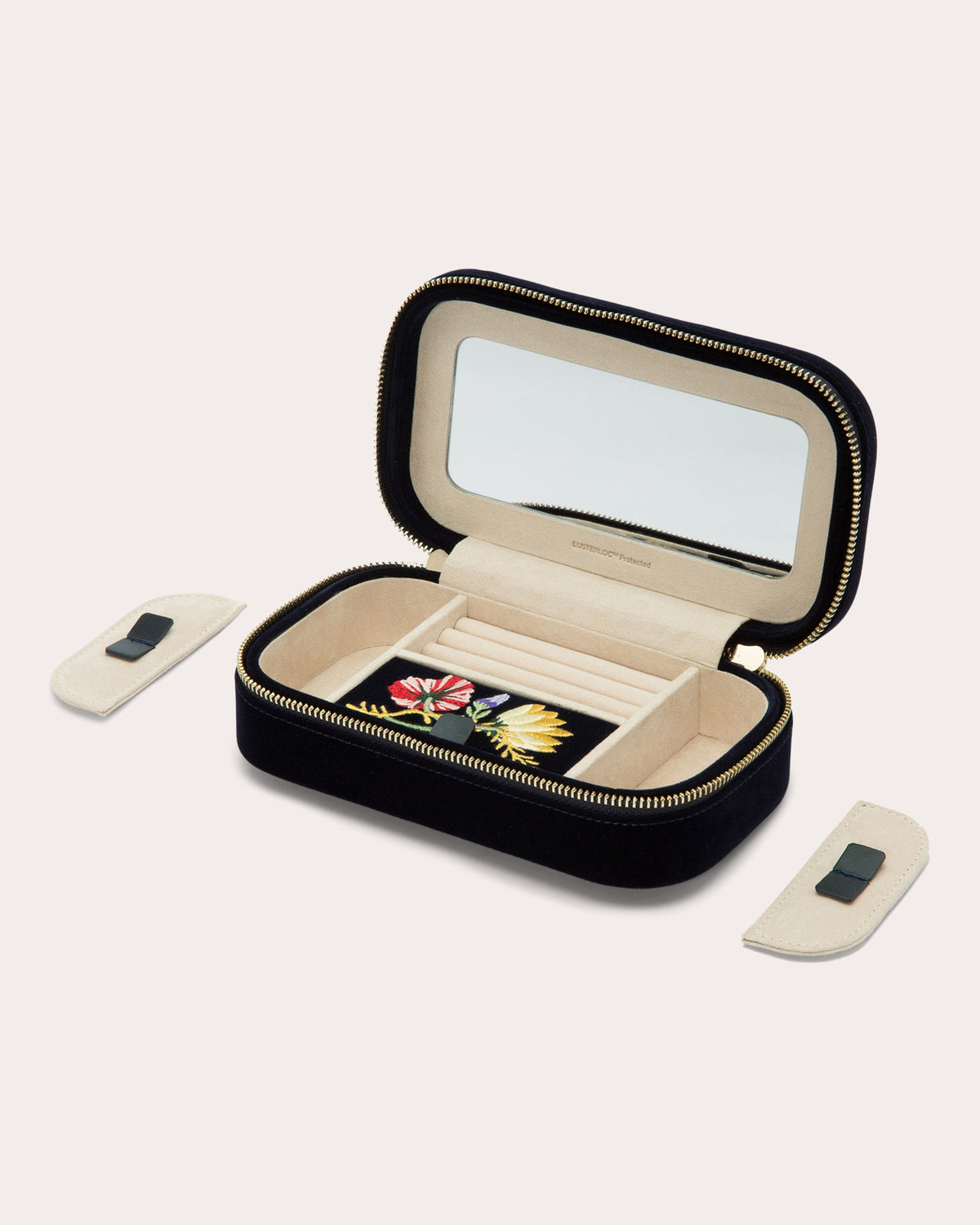 Zoe Embroidered Velvet Travel Zip Case