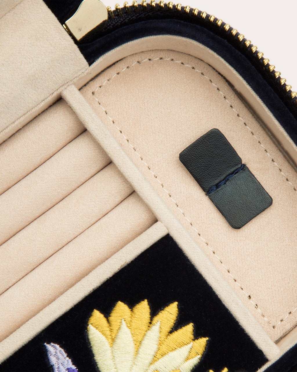 Zoe Embroidered Velvet Travel Zip Case