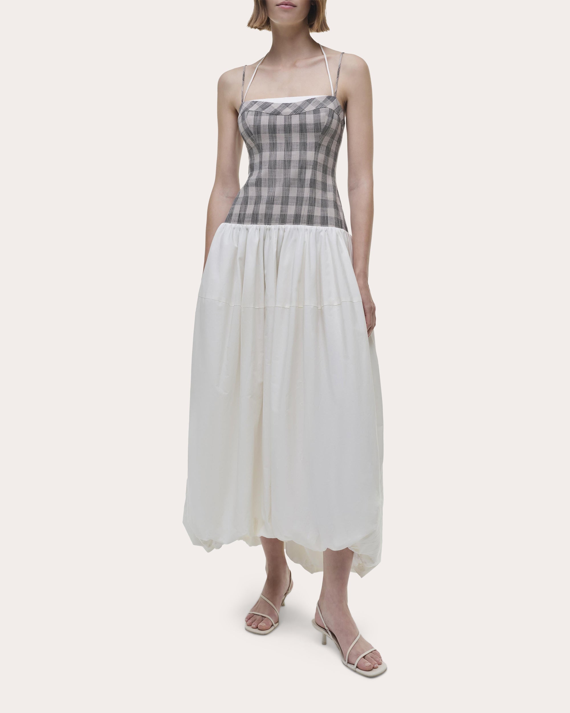 Pfeiffer Gingham Cotton Combo Bustier Midi Dress