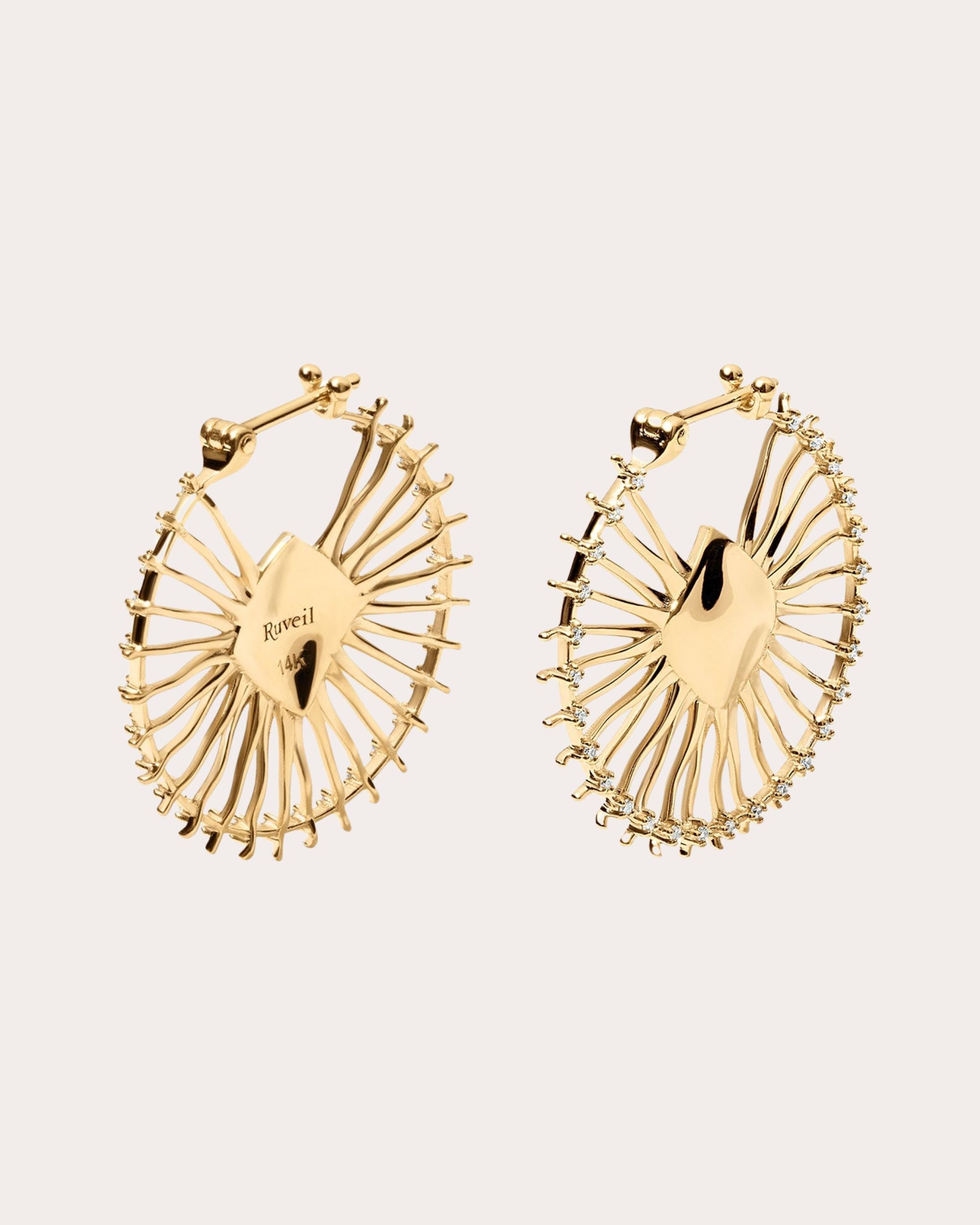 Diamond & 14k Gold 300Hz Hoop Earrings