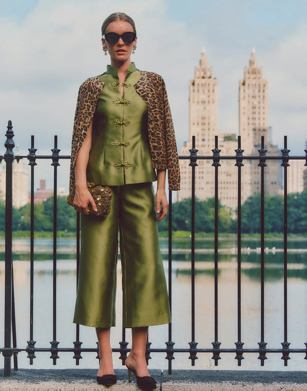 Blake Cropped Dupioni Flared Pants