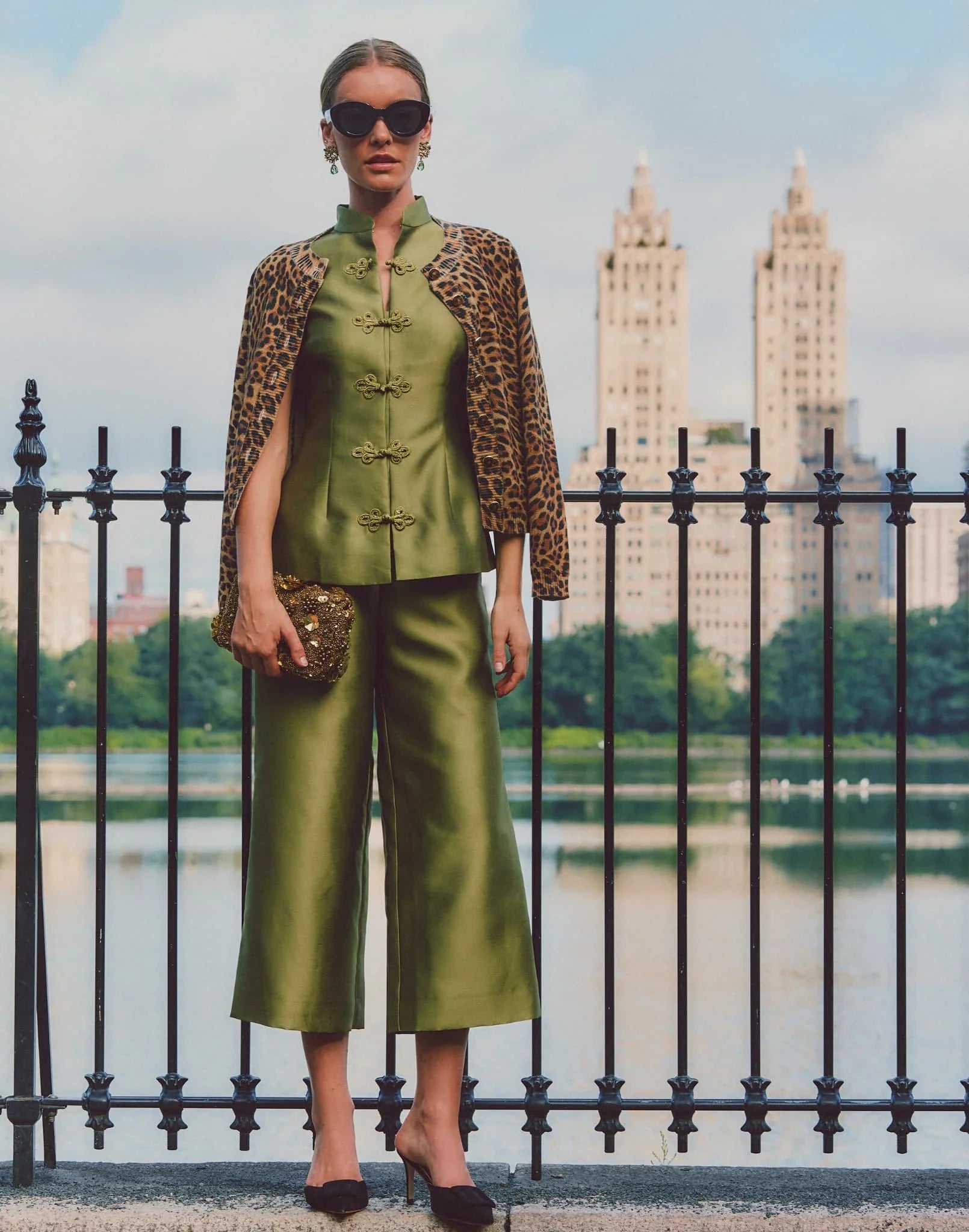 Blake Cropped Dupioni Flared Pants