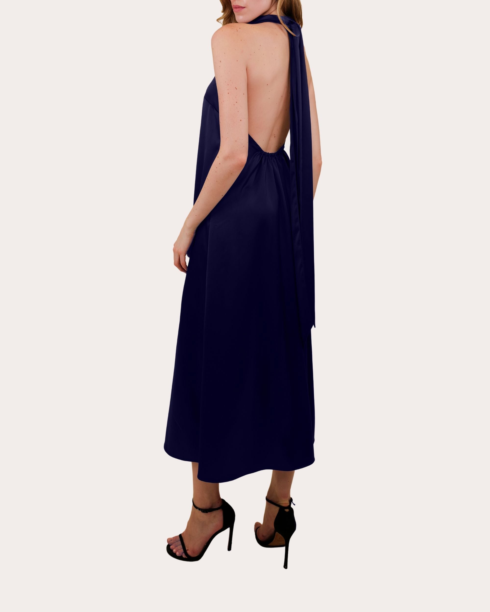 Meera Satin Halter Midi Dress