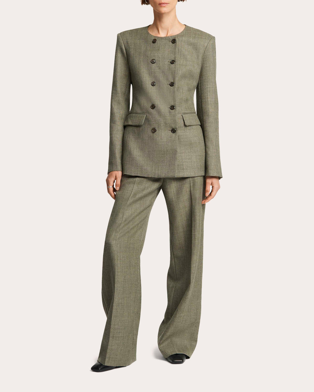 Soho Herringbone Wool Creased Trousers
