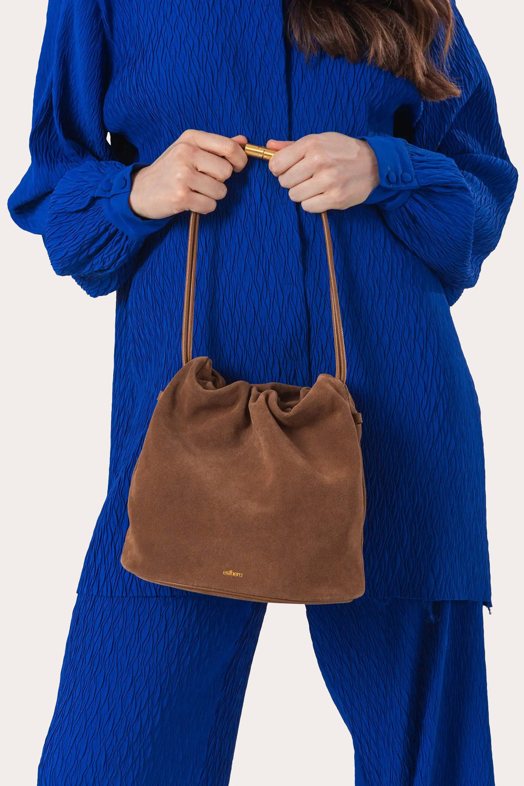 Crab Claw Suede Pouch Bag