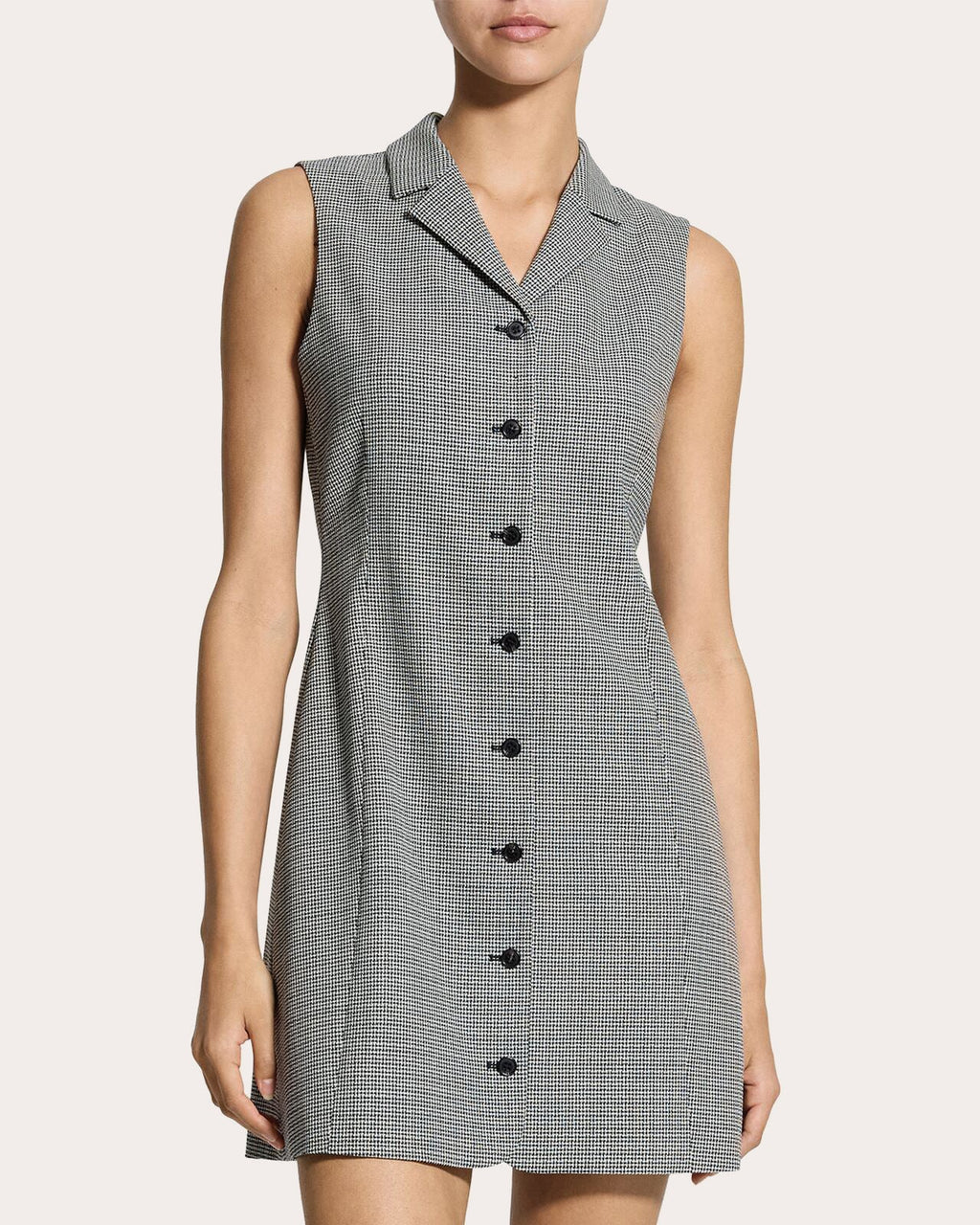 Plaid Wool Twill Sleeveless Blazer Dress