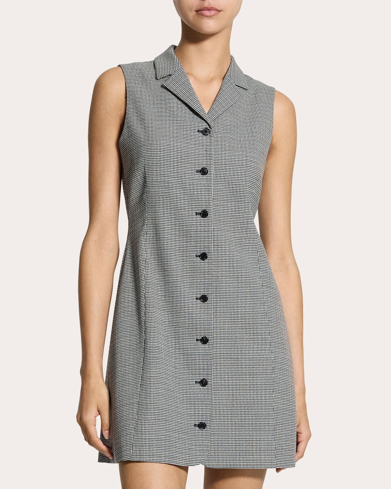 Plaid Wool Twill Sleeveless Blazer Dress