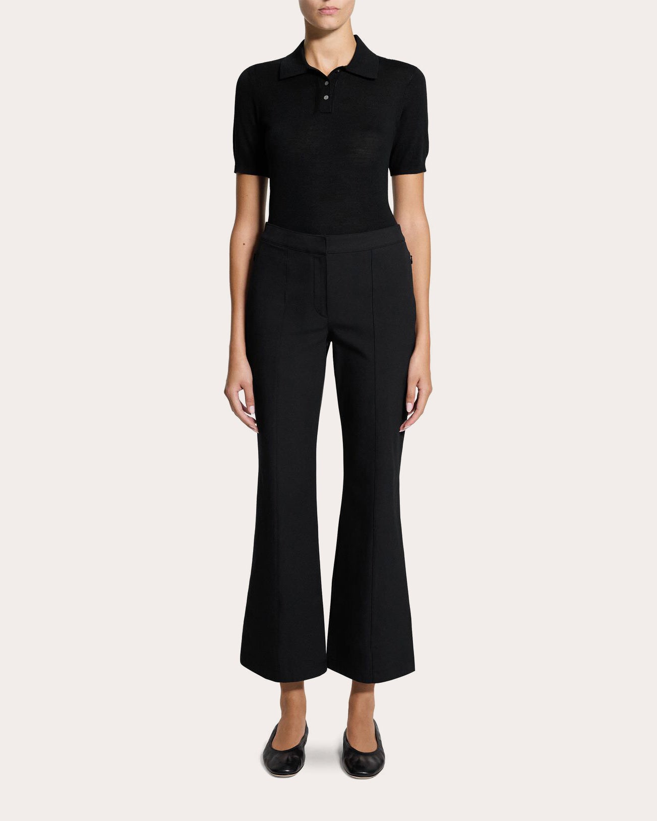 Stretch Cotton Seamed Crop Kick Pants