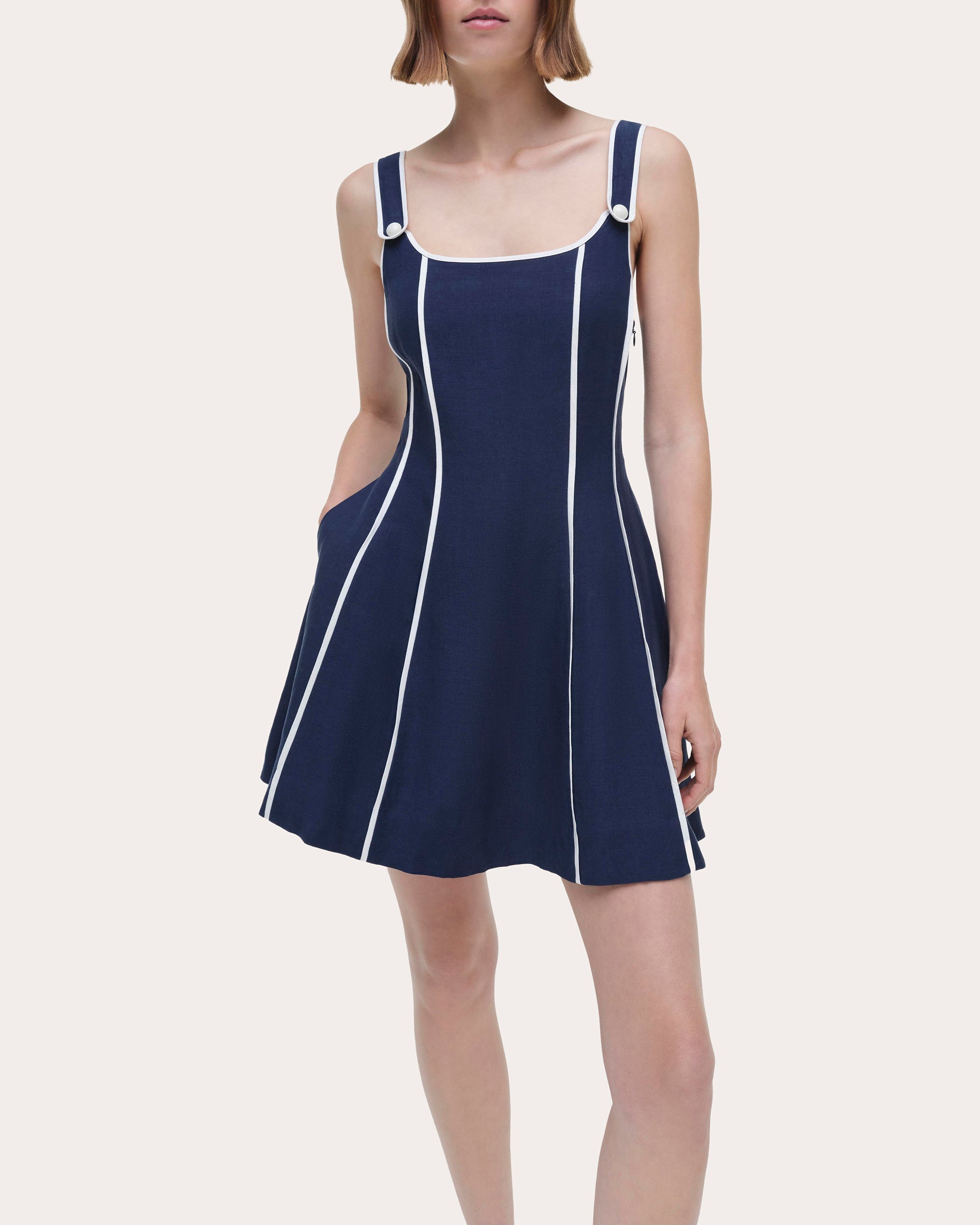 Irie Seamed Linen-Blend Mini Dress