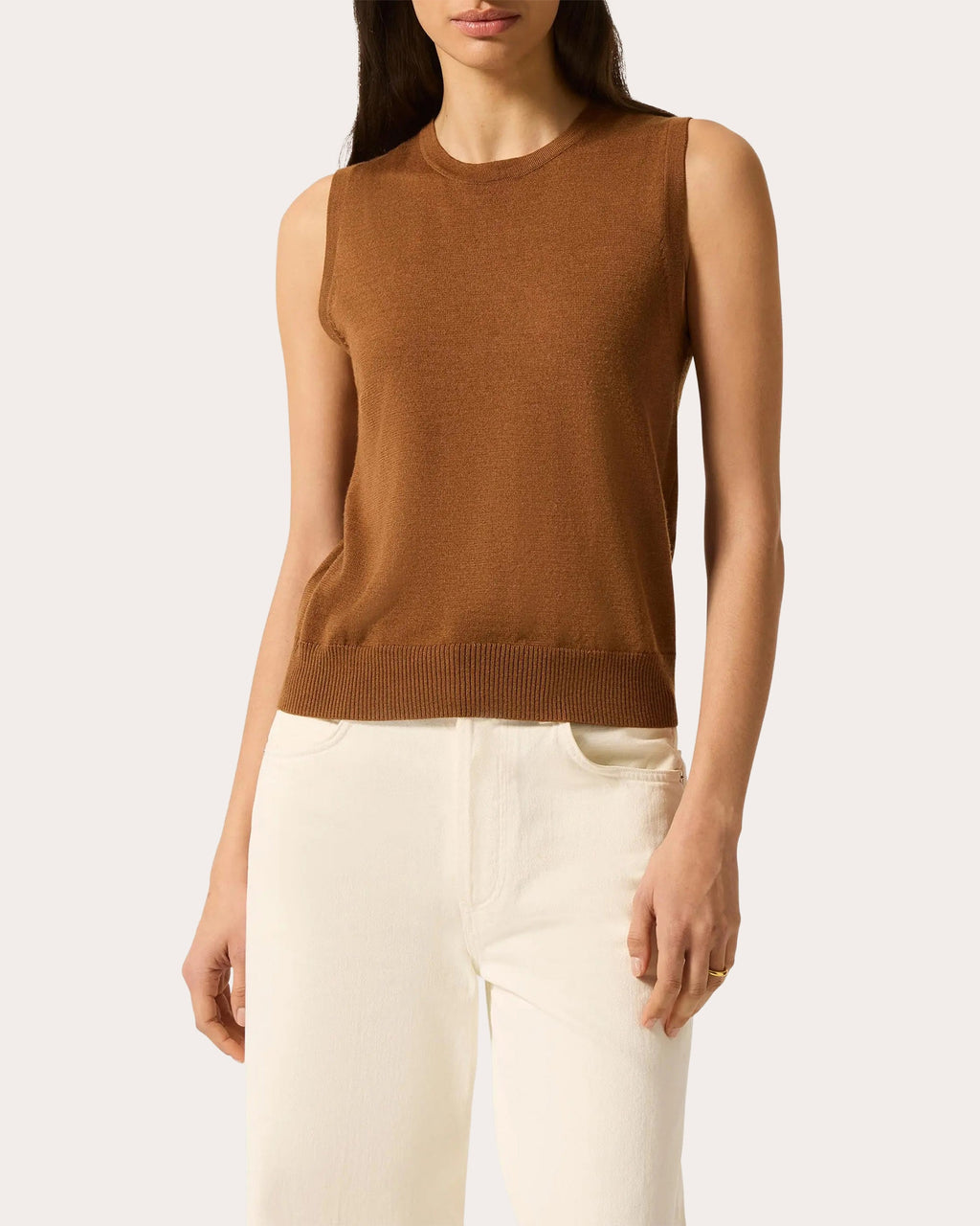 Fine Knit Wool-Silk Sleeveless Top