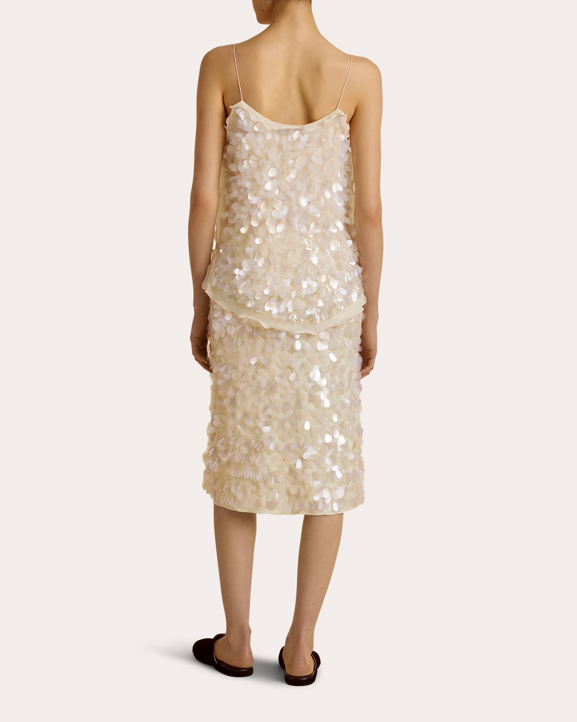 Sequin Paillette Crepe Tubino Skirt