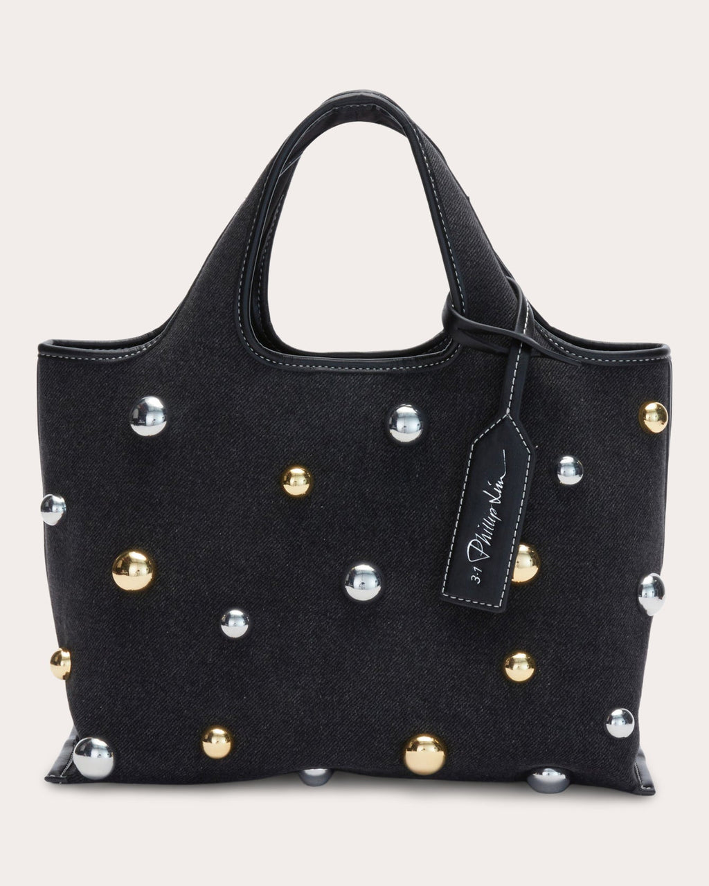 Mini Studded Denim Market Tote