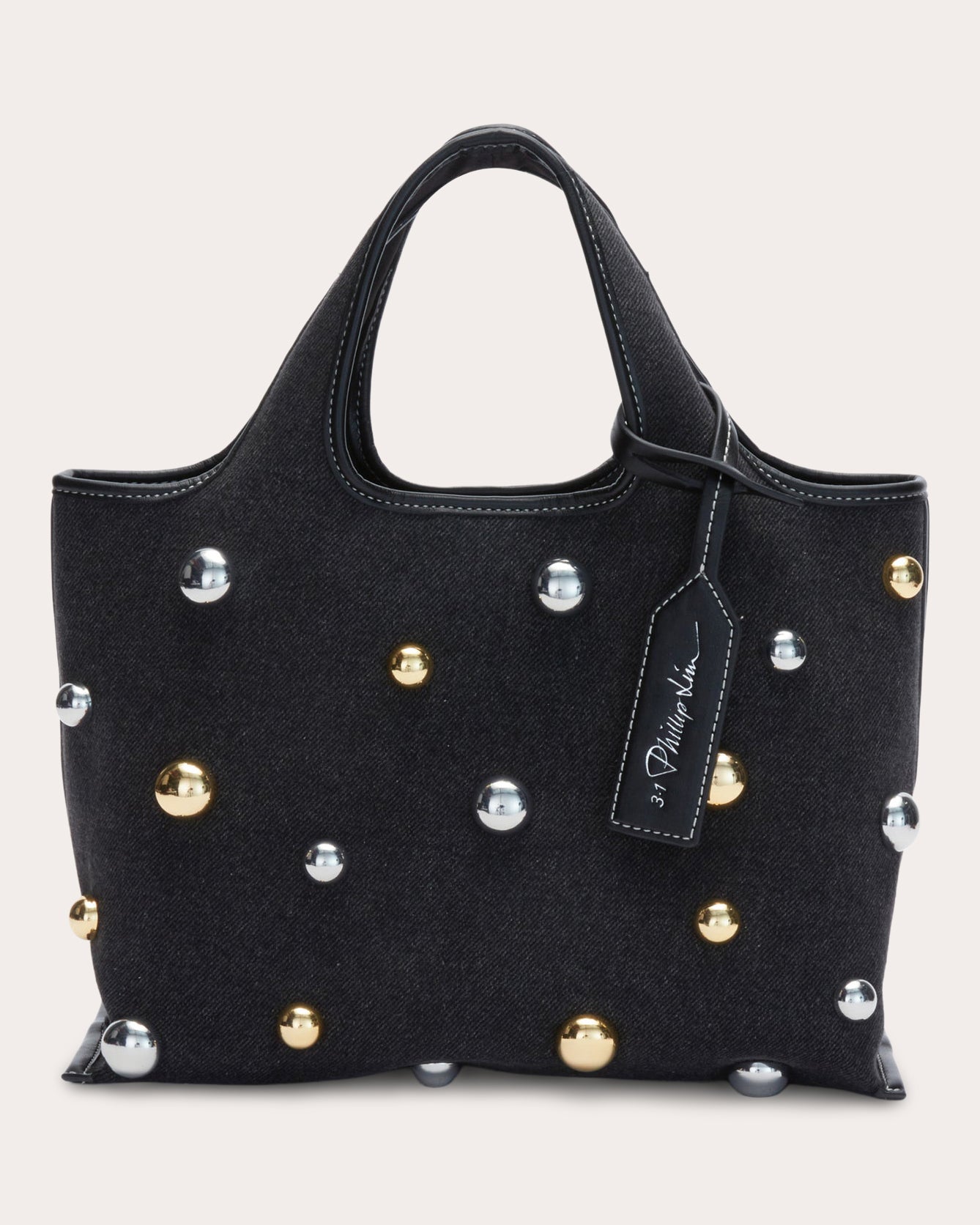 Mini Studded Denim Market Tote