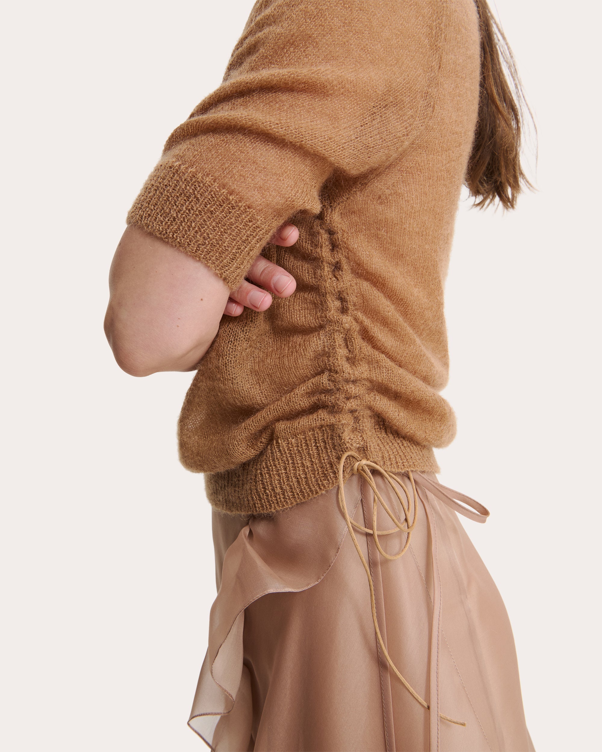 Videl Shirred Wool Knit Pullover